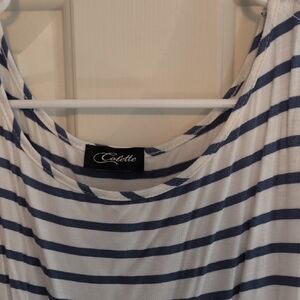 Colette Striped Scoop Neck Top - White & Navy